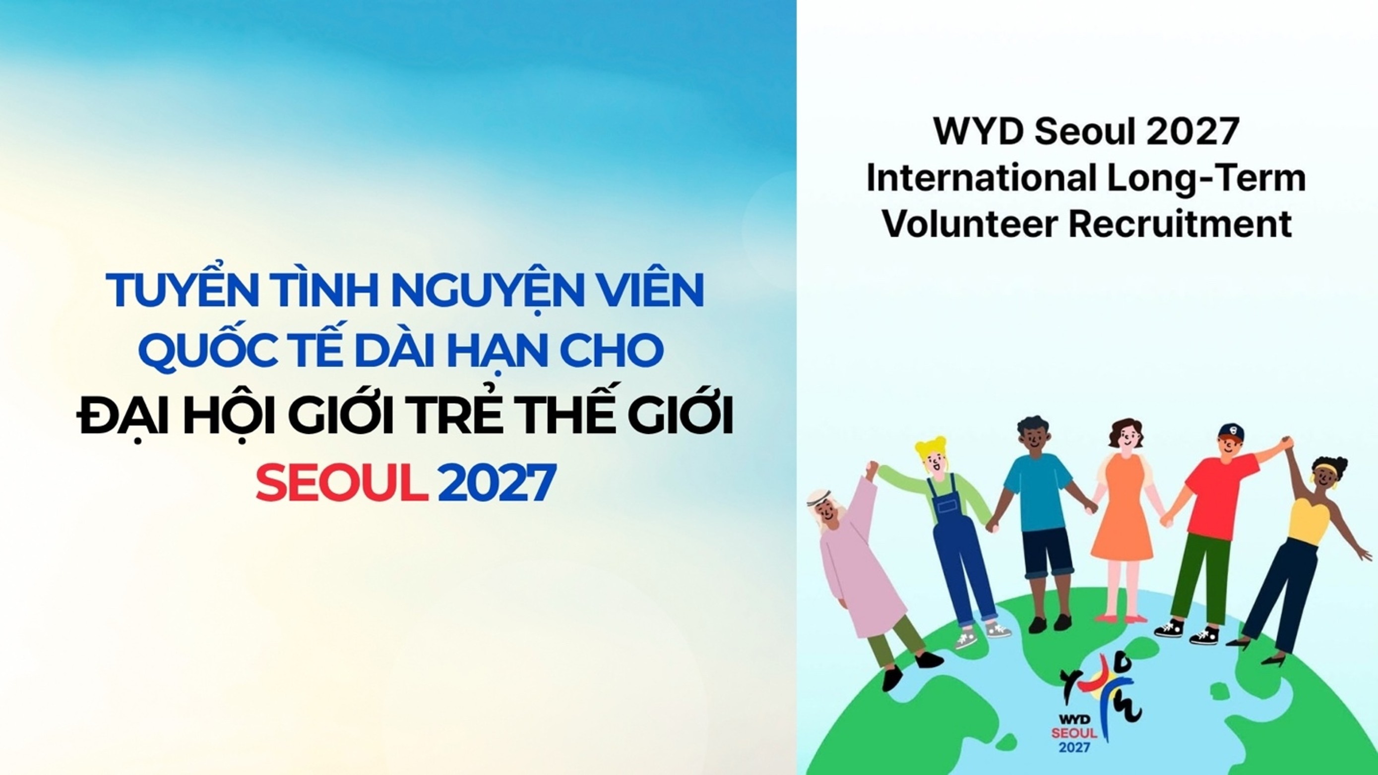 Tuyển tình nguyện viên quốc tế dài hạn cho Đại hội Giới trẻ thế giới Seoul 2027